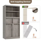 Meuble de rangement haut de salle de bain de 130 cm, organisateur de plancher autonome avec portes et 2 tiroirs pour salle de bain, salon, cuisine et garde-manger