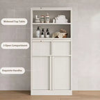 Meuble de rangement haut de salle de bain de 130 cm, organisateur de plancher autonome avec portes et 2 tiroirs pour salle de bain, salon, cuisine et garde-manger