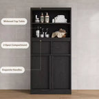 Meuble de rangement haut de salle de bain de 130 cm, organisateur de plancher autonome avec portes et 2 tiroirs pour salle de bain, salon, cuisine et garde-manger