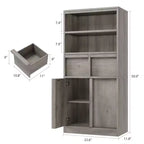 Meuble de rangement haut de salle de bain de 130 cm, organisateur de plancher autonome avec portes et 2 tiroirs pour salle de bain, salon, cuisine et garde-manger
