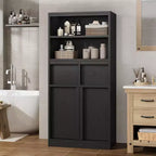 51Tall Bathroom Storage Cabinet, Freestanding Floor Organizer with Doors & 2 Drawers for Bathroom, Living Room, Kitchen & Pantry