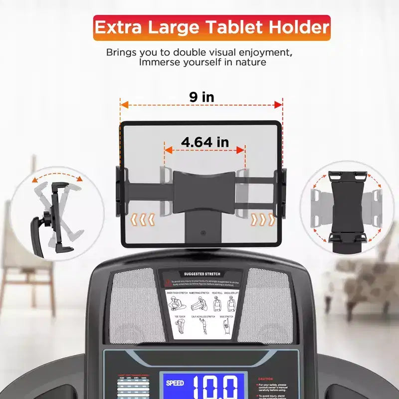 Tapis de course 4-en-1 avec inclinaison de 20%, tapis de course pliable et portatif pour la maison et le bureau, tapis roulant silencieux de 4,5 CV avec une capacité de 136 kg