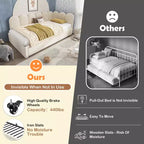 Zeus & Ruta Twin Size Velvet Upholstered Daybed with Pull-Out Bed & Metal Slat Frame