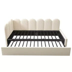 Zeus & Ruta Twin Size Velvet Upholstered Daybed with Pull-Out Bed & Metal Slat Frame