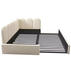 Zeus & Ruta Twin Size Velvet Upholstered Daybed with Pull-Out Bed & Metal Slat Frame
