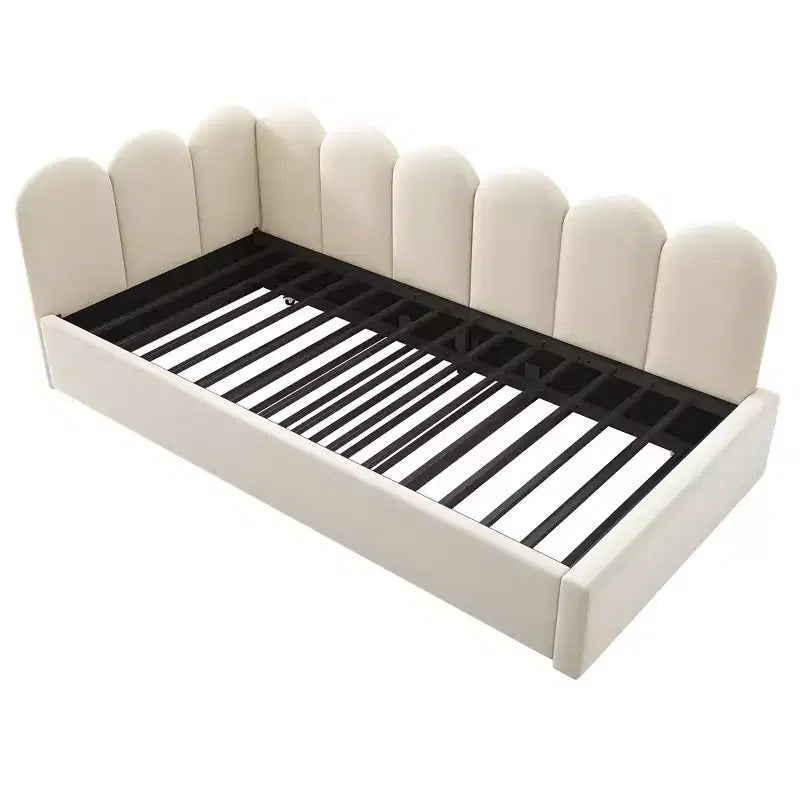 Zeus & Ruta Twin Size Velvet Upholstered Daybed with Pull-Out Bed & Metal Slat Frame