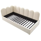Zeus & Ruta Twin Size Velvet Upholstered Daybed with Pull-Out Bed & Metal Slat Frame