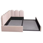 Zeus & Ruta Twin Size Velvet Upholstered Daybed with Pull-Out Bed & Metal Slat Frame