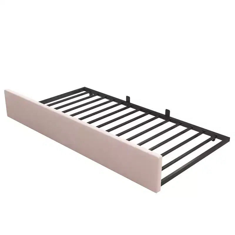 Zeus & Ruta Twin Size Velvet Upholstered Daybed with Pull-Out Bed & Metal Slat Frame