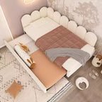 Zeus & Ruta Twin Size Velvet Upholstered Daybed with Pull-Out Bed & Metal Slat Frame