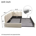 Zeus & Ruta Twin Size Velvet Upholstered Daybed with Pull-Out Bed & Metal Slat Frame