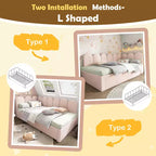 Zeus & Ruta Twin Size Velvet Upholstered Daybed with Pull-Out Bed & Metal Slat Frame