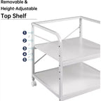 Meuble d'imprimante à 2 niveaux, support d'imprimante sous le comptoir avec étagère réglable en hauteur, chariot d'imprimante roulant avec roulettes pour le rangement du bureau à domicile