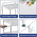 Meuble d'imprimante à 2 niveaux, support d'imprimante sous le comptoir avec étagère réglable en hauteur, chariot d'imprimante roulant avec roulettes pour le rangement du bureau à domicile