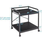 Meuble d'imprimante à 2 niveaux, support d'imprimante sous le comptoir avec étagère réglable en hauteur, chariot d'imprimante roulant avec roulettes pour le rangement du bureau à domicile