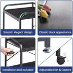 Meuble d'imprimante à 2 niveaux, support d'imprimante sous le comptoir avec étagère réglable en hauteur, chariot d'imprimante roulant avec roulettes pour le rangement du bureau à domicile