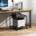 Meuble d'imprimante à 2 niveaux, support d'imprimante sous le comptoir avec étagère réglable en hauteur, chariot d'imprimante roulant avec roulettes pour le rangement du bureau à domicile