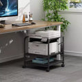 2-Tier Large Printer Stand, Under-Counter Printer Desk with Height-Adjustable Shelf, Rolling Printer Cart with Wheels for Home Office Storage