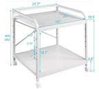 Meuble d'imprimante à 2 niveaux, support d'imprimante sous le comptoir avec étagère réglable en hauteur, chariot d'imprimante roulant avec roulettes pour le rangement du bureau à domicile