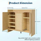 Meuble de rangement pour chaussures à l'entrée, avec une porte et des étagères réglables, adapté aux couloirs et aux salons, fabriqué en chêne clair