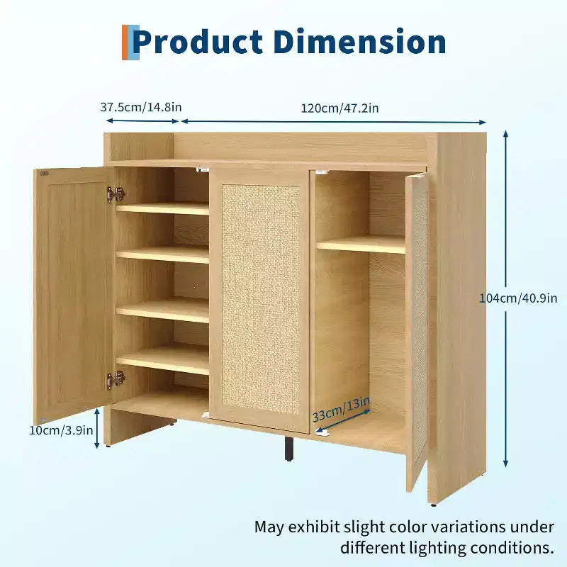 Meuble de rangement pour chaussures à l'entrée, avec une porte et des étagères réglables, adapté aux couloirs et aux salons, fabriqué en chêne clair