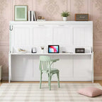 Lit escamotable moderne Luxystar Queen Size avec vérin hydraulique et bureau