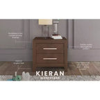 Table de chevet à 2 tiroirs Kieran de Child Craft pour chambre d'enfant ou chambre à coucher, grands tiroirs de rangement, en pin robuste, finition non toxique et sans danger pour bébé.