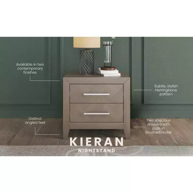 Table de chevet à 2 tiroirs Kieran de Child Craft pour chambre d'enfant ou chambre à coucher, grands tiroirs de rangement, en pin robuste, finition non toxique et sans danger pour bébé.