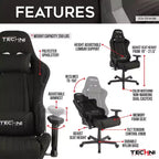 TUYOHW Adjustable Ergonomics Gaming Chair 360 Swivel Office Chairs with Head&Lumbar Pillow,90-150 Recliner Chair for Office&Home,250lbs Max,Black
