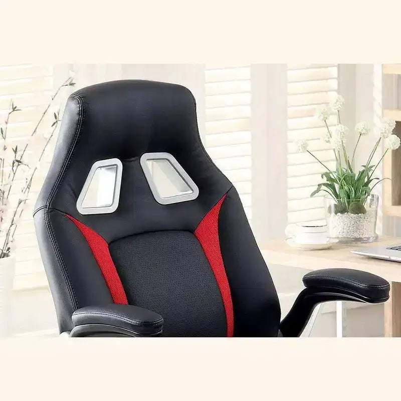 Chaise de jeu ergonomique réglable TUYOHW, chaise pivotante à 360° avec roulettes, chaise d'ordinateur noire/rouge pour le bureau et la maison, chaise de loisirs polyvalente