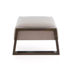 Upholstered Ottoman Bench, Modern Comfy Bench Padded Foot Stool with Wooden Legs, 300lbs Weight Capacity, Rectangle Chair Foot Step Stool