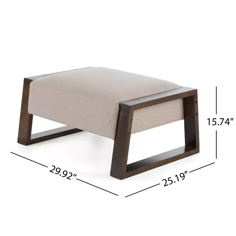 Upholstered Ottoman Bench, Modern Comfy Bench Padded Foot Stool with Wooden Legs, 300lbs Weight Capacity, Rectangle Chair Foot Step Stool
