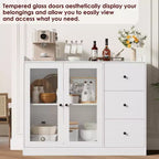 COZONY 35 Armoire de Cuisine, Meuble Bar à Café avec 3 Tiroirs et Portes, Buffet Autoportant pour Salle à Manger et Salon