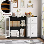 COZONY 35 Armoire de Cuisine, Meuble Bar à Café avec 3 Tiroirs et Portes, Buffet Autoportant pour Salle à Manger et Salon