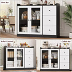 COZONY 35 Armoire de Cuisine, Meuble Bar à Café avec 3 Tiroirs et Portes, Buffet Autoportant pour Salle à Manger et Salon