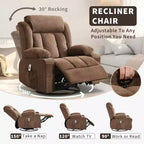 Fauteuil inclinable à bascule COZONY avec chauffage et massage - pivotant à 360°, grand fauteuil simple avec 3 positions, ports USB, porte-gobelets, poches latérales