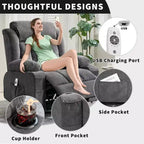 Fauteuil inclinable à bascule COZONY avec chauffage et massage - pivotant à 360°, grand fauteuil simple avec 3 positions, ports USB, porte-gobelets, poches latérales