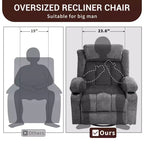 Fauteuil inclinable à bascule COZONY avec chauffage et massage - pivotant à 360°, grand fauteuil simple avec 3 positions, ports USB, porte-gobelets, poches latérales