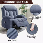 Fauteuil inclinable à bascule COZONY avec chauffage et massage - pivotant à 360°, grand fauteuil simple avec 3 positions, ports USB, porte-gobelets, poches latérales