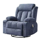 Fauteuil inclinable à bascule COZONY avec chauffage et massage - pivotant à 360°, grand fauteuil simple avec 3 positions, ports USB, porte-gobelets, poches latérales