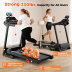 300lbs Capacity Foldable Treadmill for Home,3HP Incline Treadmill,64+7 Program,Portable Treadmill,7.5MPH,5-layer Belt, Free Jogging Walking Courses