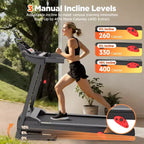 300lbs Capacity Foldable Treadmill for Home,3HP Incline Treadmill,64+7 Program,Portable Treadmill,7.5MPH,5-layer Belt, Free Jogging Walking Courses