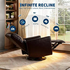 Fauteuil inclinable, Fauteuil à bascule pivotant à 360° avec accoudoirs rembourrés et assise profonde, Fauteuil inclinable en cuir PU pour salon