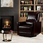 Fauteuil inclinable, Fauteuil à bascule pivotant à 360° avec accoudoirs rembourrés et assise profonde, Fauteuil inclinable en cuir PU pour salon