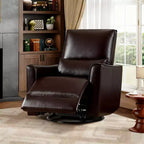 Fauteuil inclinable, Fauteuil à bascule pivotant à 360° avec accoudoirs rembourrés et assise profonde, Fauteuil inclinable en cuir PU pour salon