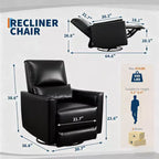 Fauteuil inclinable, Fauteuil à bascule pivotant à 360° avec accoudoirs rembourrés et assise profonde, Fauteuil inclinable en cuir PU pour salon