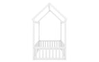 TUYOHW Twin Size Floor Bed Frame, Solid Pine Wood House Platform Bed Frame with Sky Roof & Guardrail Door, Toddler Bed for Kis Play & Sleep