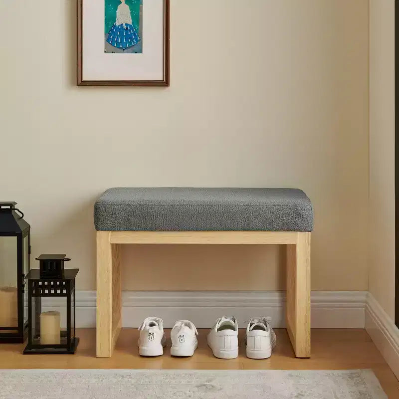 TUYOHW 25.5 Banc Ottoman Moderne avec Banc à Chaussures Rembourré pour Entrée, Cadre en Bois Petit Tabouret Ottoman pour Salon, Chambre