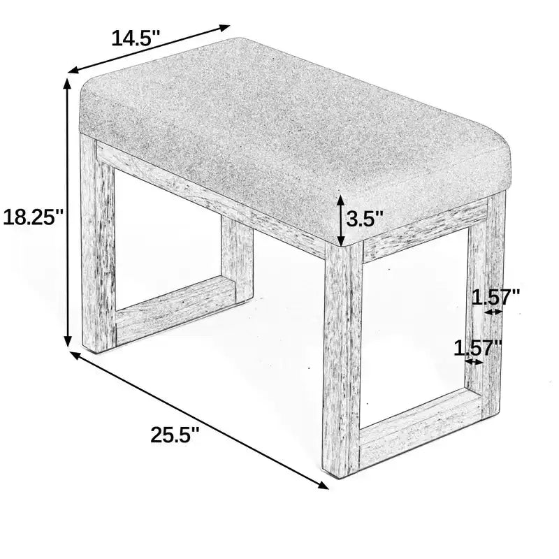 TUYOHW 25.5 Banc Ottoman Moderne avec Banc à Chaussures Rembourré pour Entrée, Cadre en Bois Petit Tabouret Ottoman pour Salon, Chambre