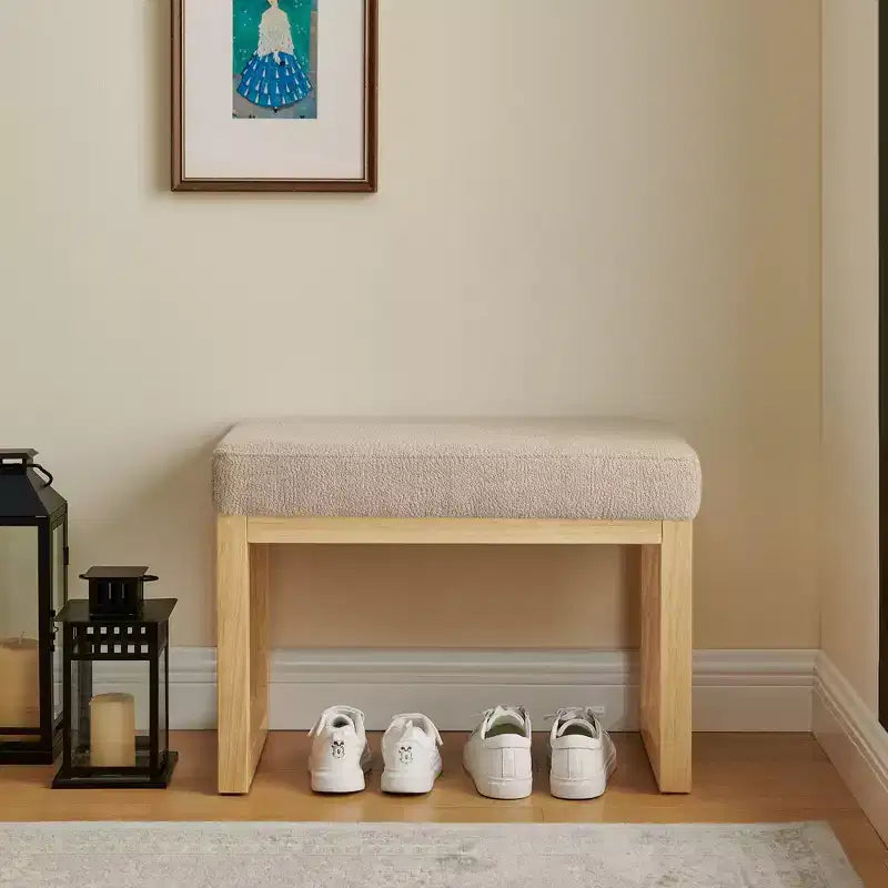 TUYOHW 25.5 Banc Ottoman Moderne avec Banc à Chaussures Rembourré pour Entrée, Cadre en Bois Petit Tabouret Ottoman pour Salon, Chambre